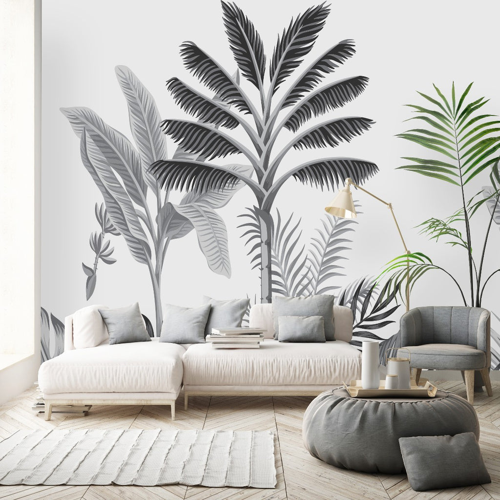 Black&White Palms Pattern Wallpaper uniQstiQ Long Murals