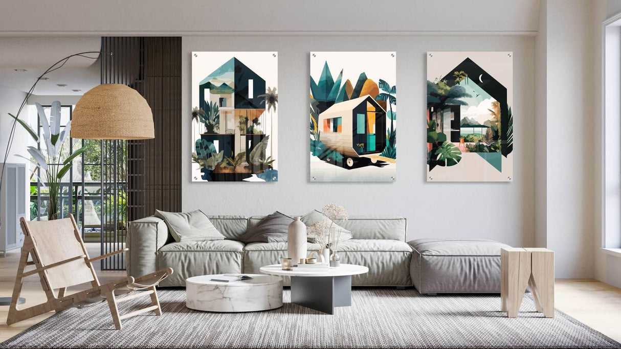 Beach House Pattern Set of 3 Prints Modern Wall Art Modern Artwork Image 2