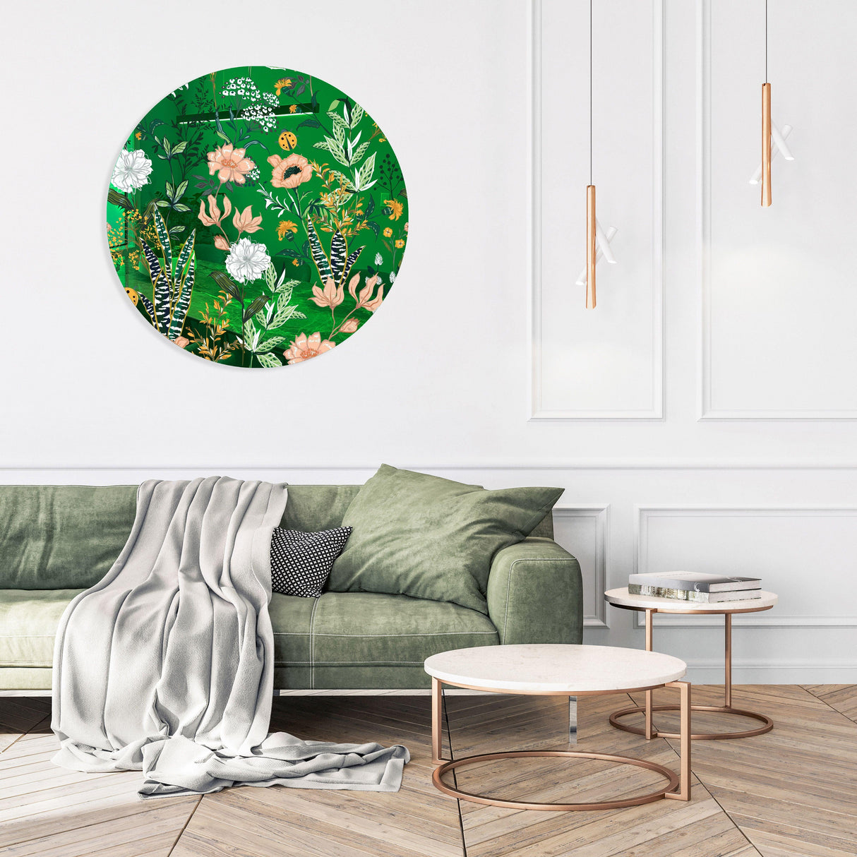 Beautiful Field Flowers Mirrored Acrylic Circles Contemporary Home DǸcor Printed acrylic