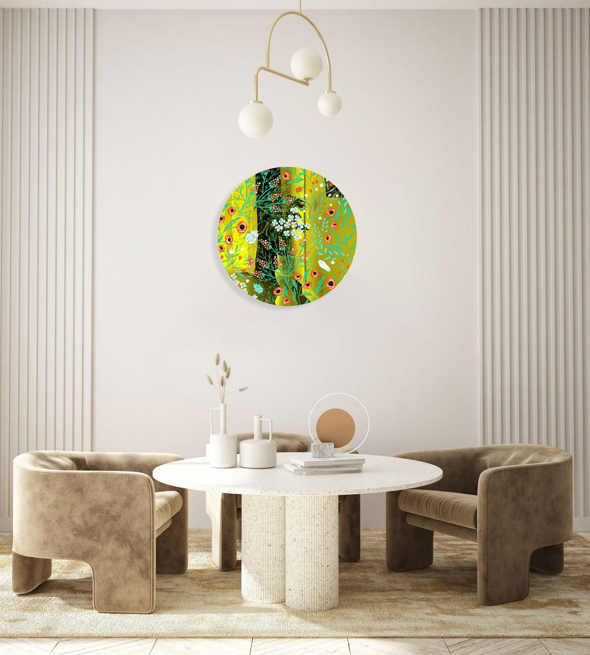 Beetles and Leaves Mirrored Acrylic Circles Contemporary Home DǸcor Printed acrylic