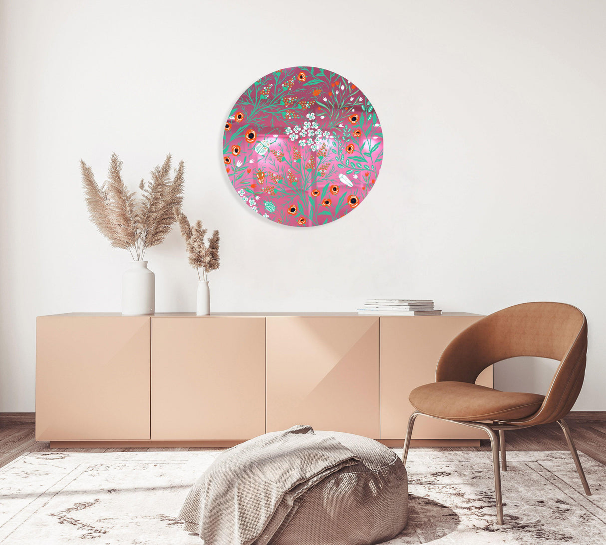 Beetles and Leaves Mirrored Acrylic Circles Contemporary Home DǸcor Printed acrylic
