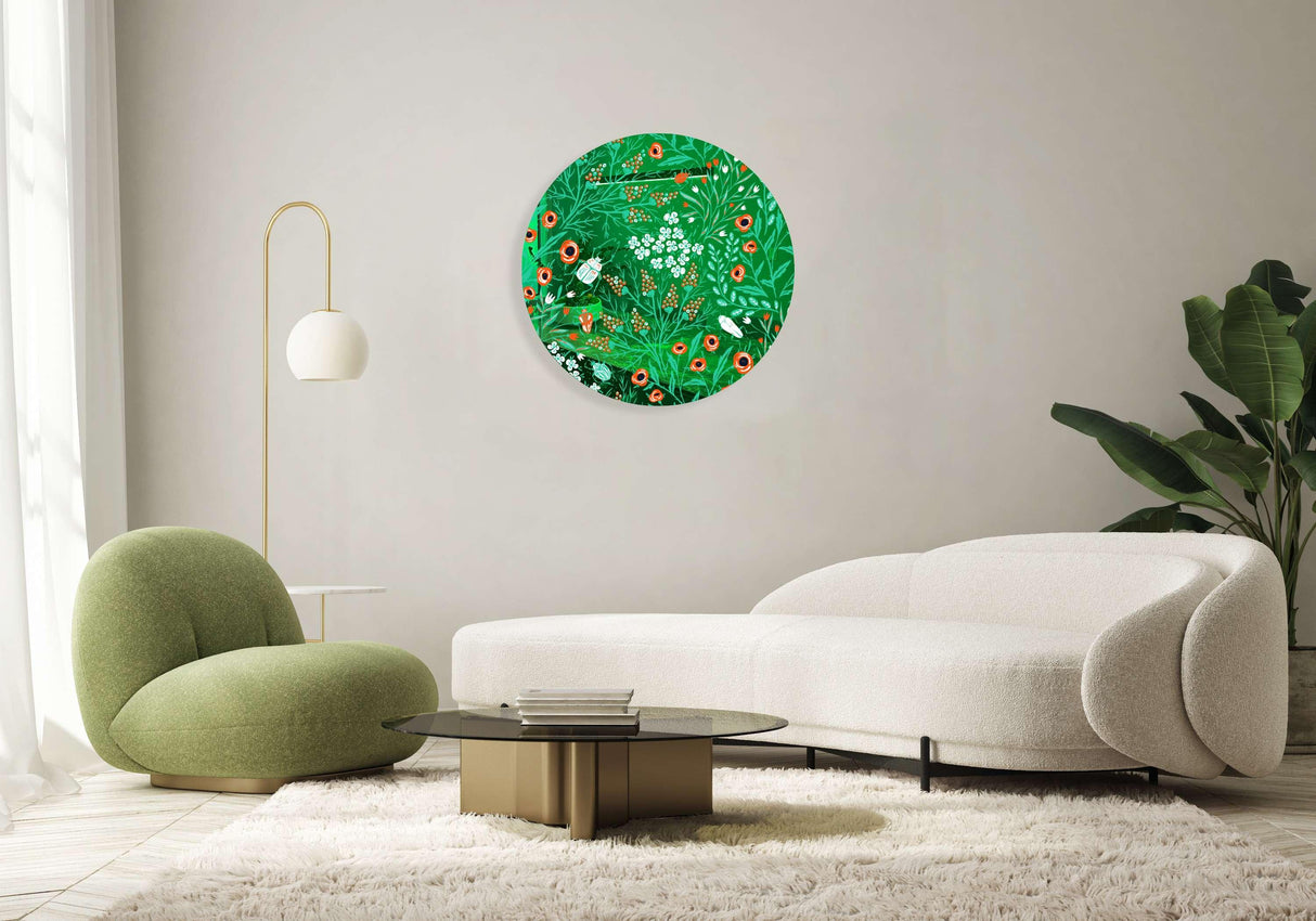 Beetles and Leaves Mirrored Acrylic Circles Contemporary Home DǸcor Printed acrylic