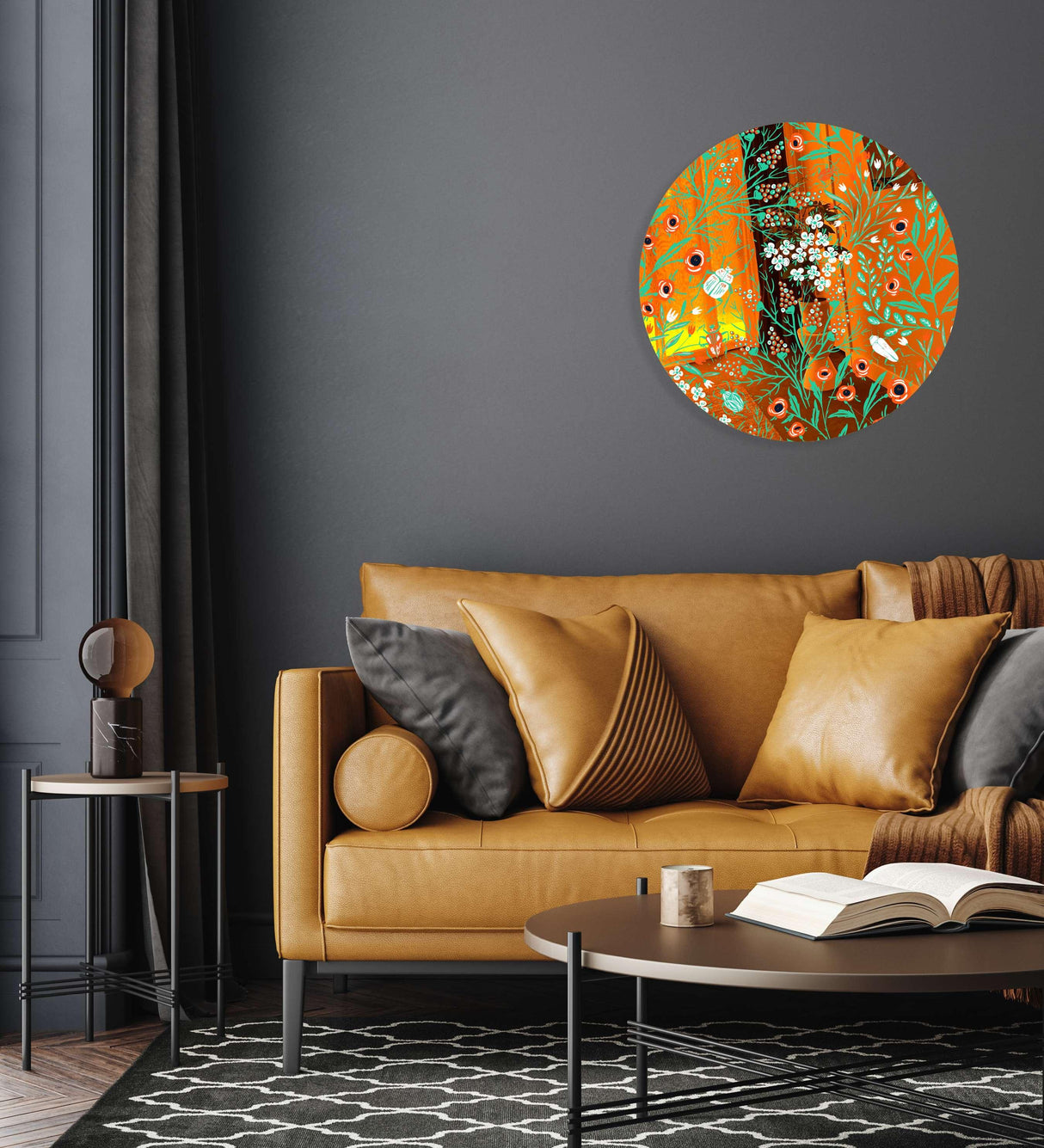 Beetles and Leaves Mirrored Acrylic Circles Contemporary Home DǸcor Printed acrylic
