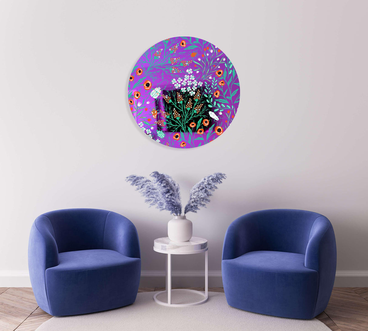 Beetles and Leaves Mirrored Acrylic Circles Contemporary Home DǸcor Printed acrylic
