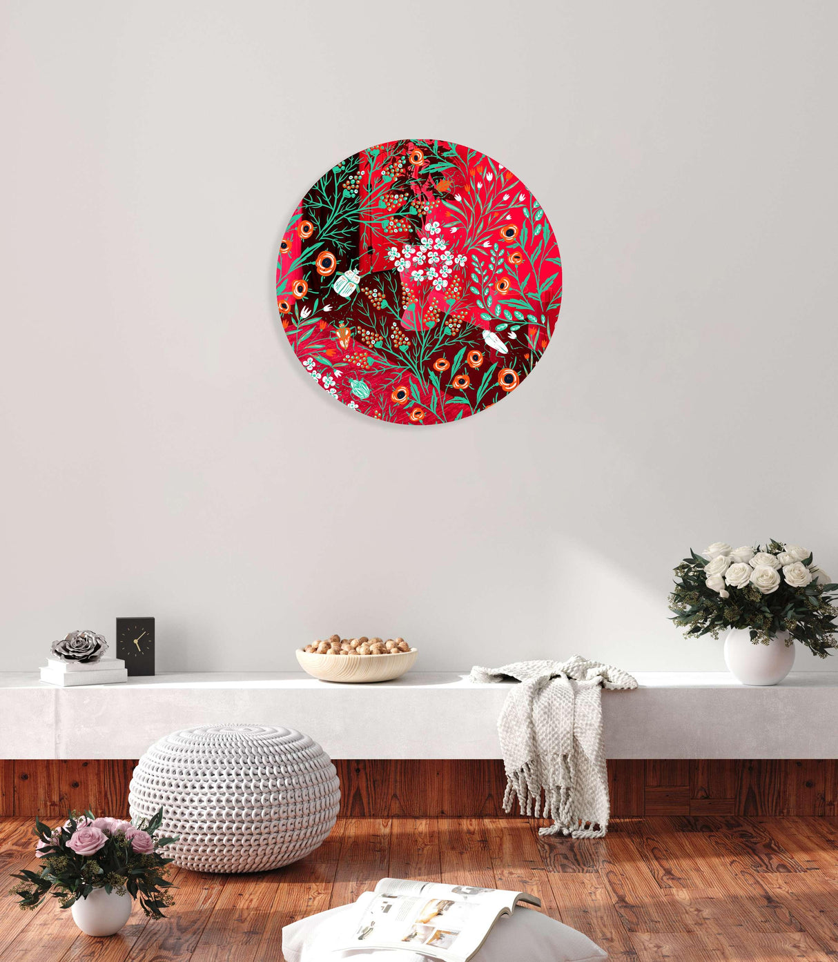 Beetles and Leaves Mirrored Acrylic Circles Contemporary Home DǸcor Printed acrylic