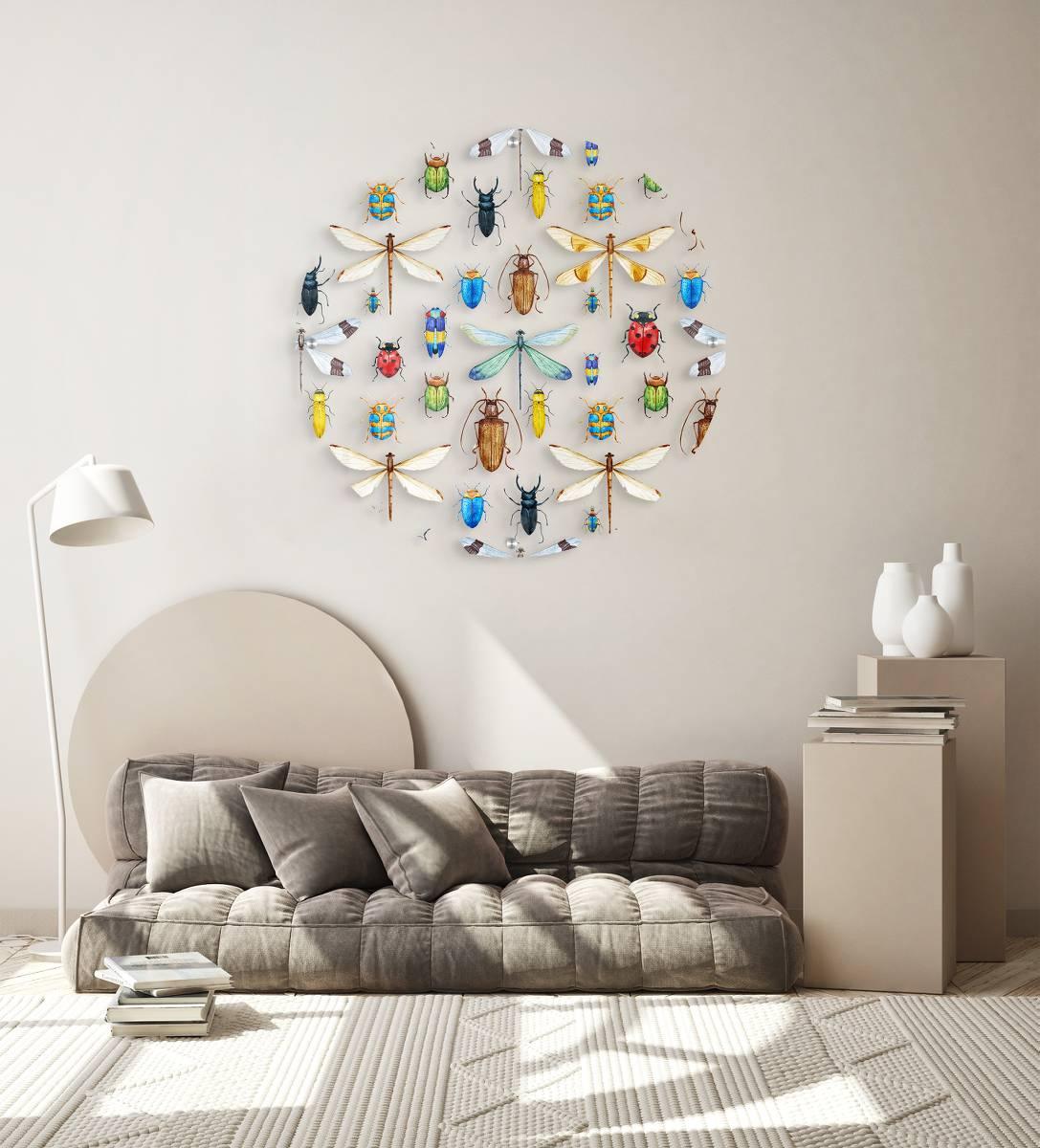 Beetles Printed Transparent Acrylic Circle - uniqstiq