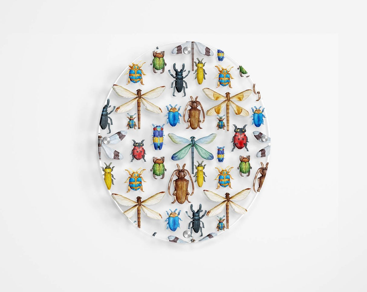 Beetles Printed Transparent Acrylic Circle