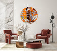 Beige Birds and Leaves Mirrored Acrylic Circles Contemporary Home DǸcor Printed acrylic