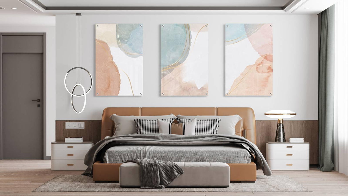 Beige Ornament Set of 3 Prints Modern Wall Art Modern Artwork Image 1