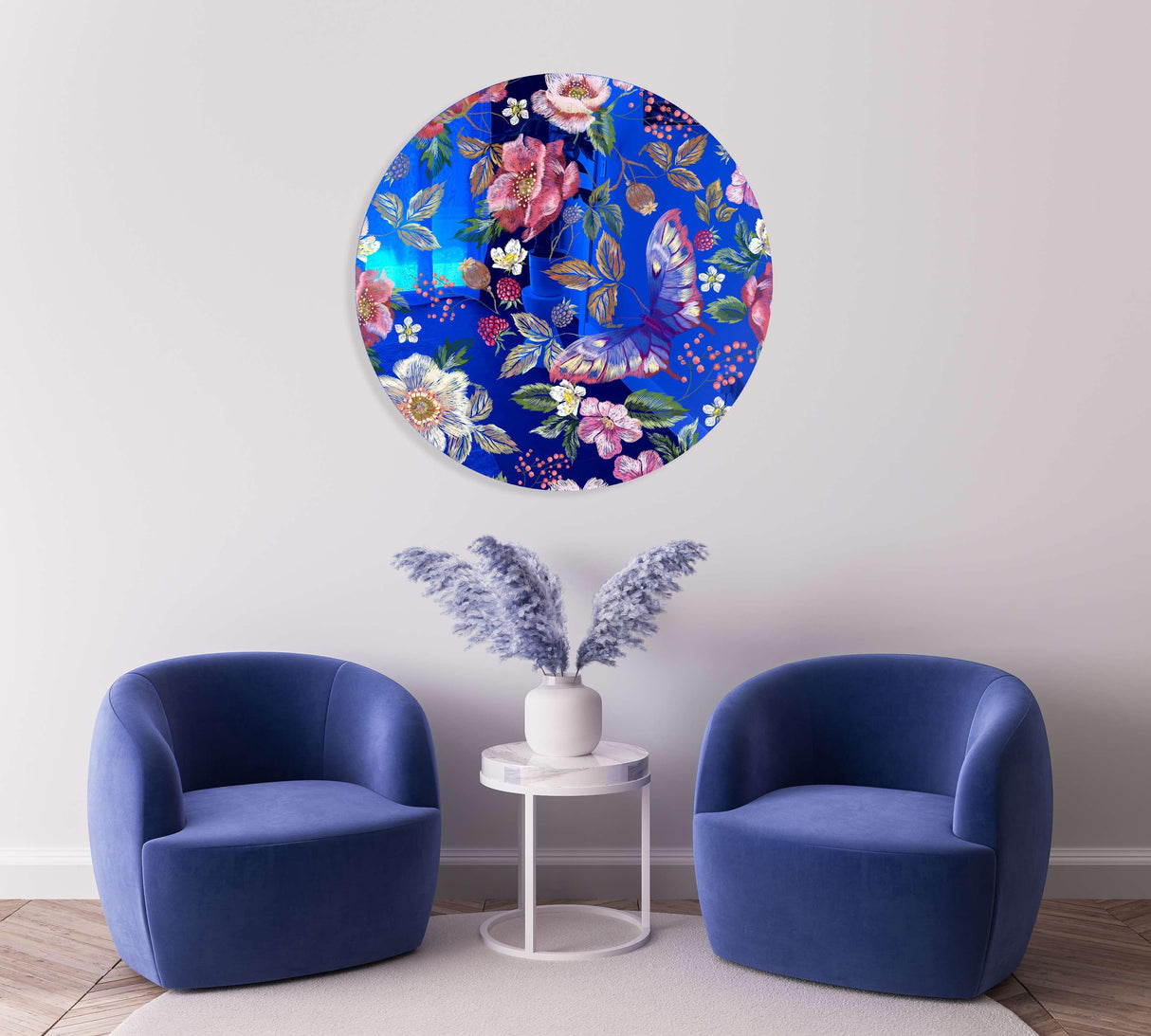 Berries and Flowers Mirrored Acrylic Circles Contemporary Home DǸcor Printed acrylic