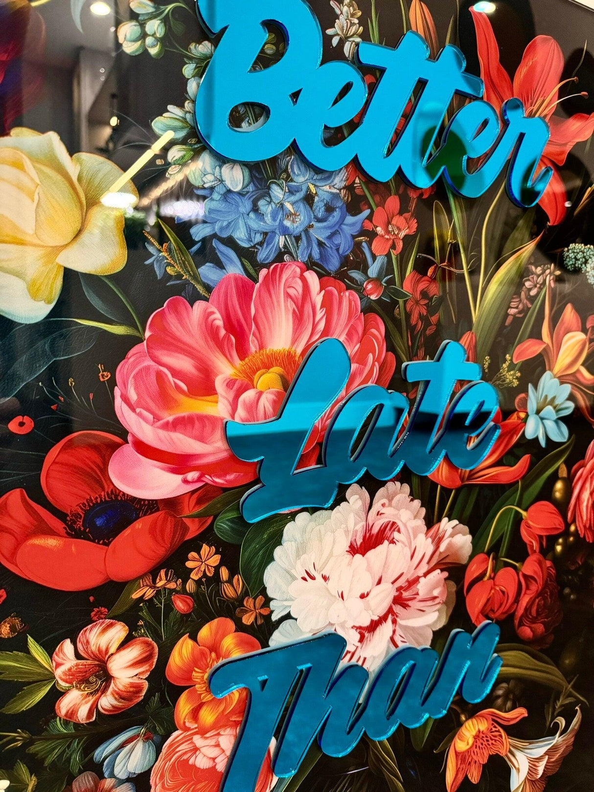Better Late Than Ugly Quote Wall Art Trendy, Wall Sculpture, Pop Art, Floral Wall Decor, Mid Century Modern Decor, Maximalist Decor - uniqstiq
