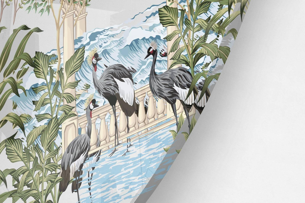 Birds Pattern Printed Transparent Acrylic Circle - uniqstiq