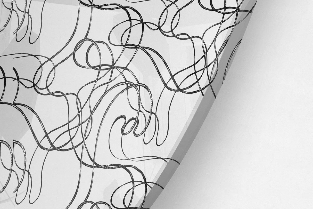 Black Abstract Pattern Printed Transparent Acrylic Circle - uniqstiq