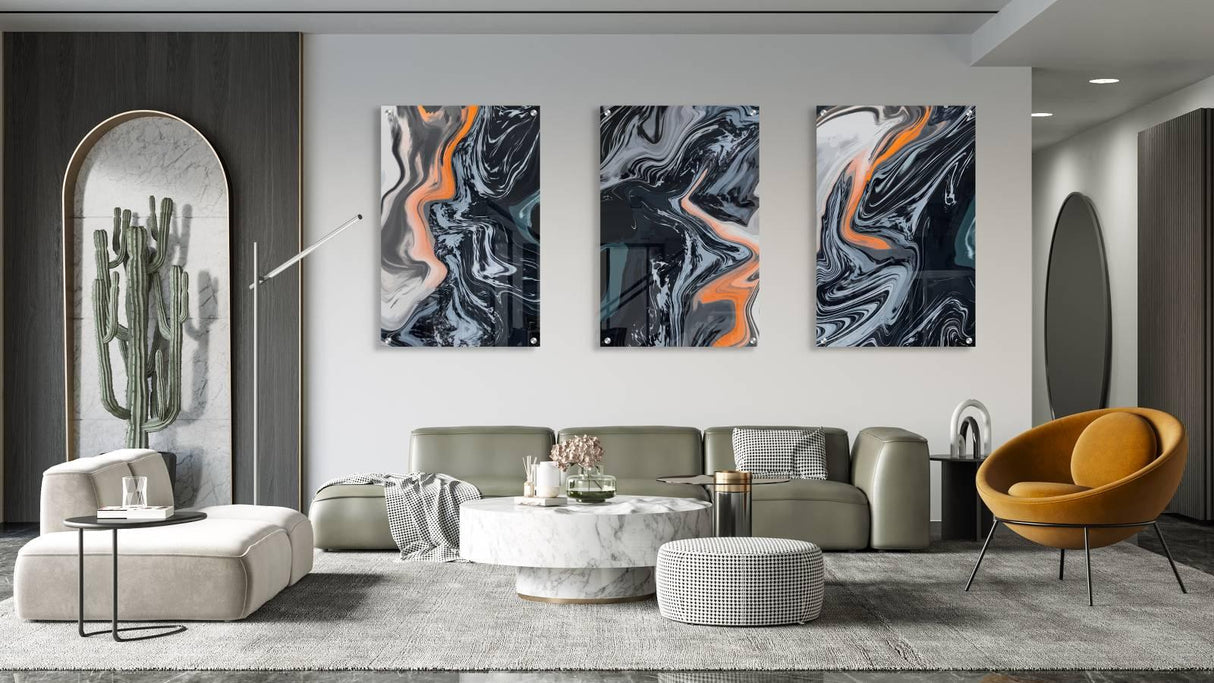 Black Abstract Pattern Set of 3 Prints Modern Wall Art Modern Artwork Image 1
