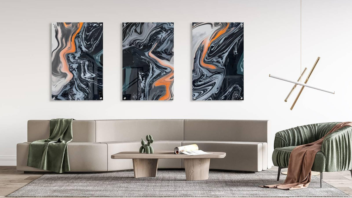 Black Abstract Pattern Set of 3 Prints Modern Wall Art Modern Artwork Image 2