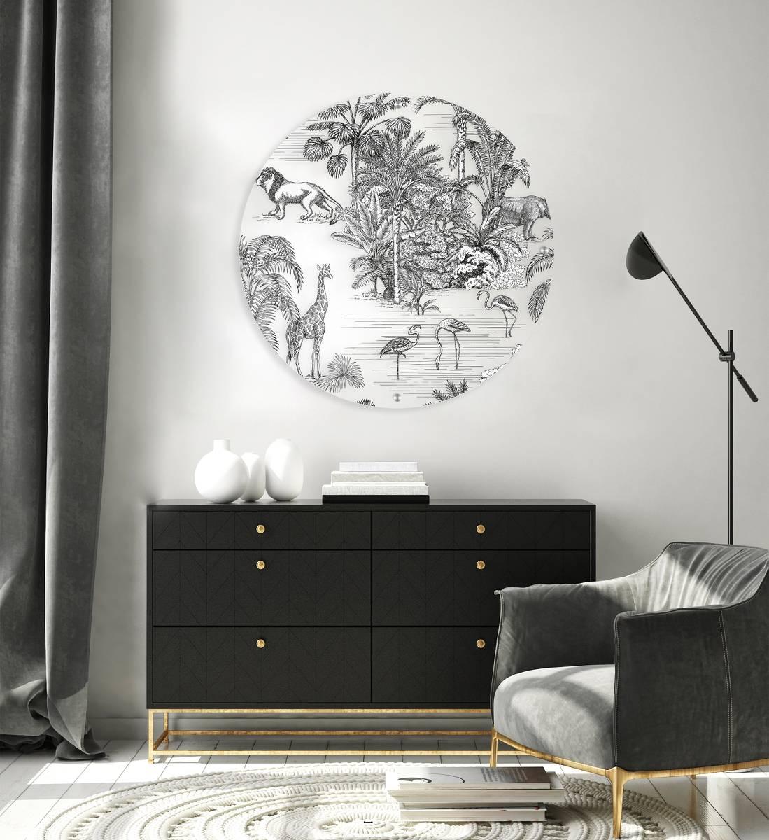 Black and White Animals Printed Transparent Acrylic Circle - uniqstiq