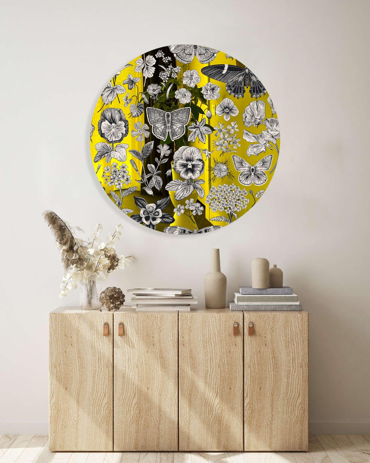 Black and White Pattern Mirrored Acrylic Circles Contemporary Home DǸcor Printed acrylic