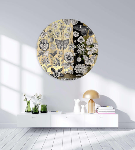 Black and White Pattern Mirrored Acrylic Circles Contemporary Home DǸcor Printed acrylic