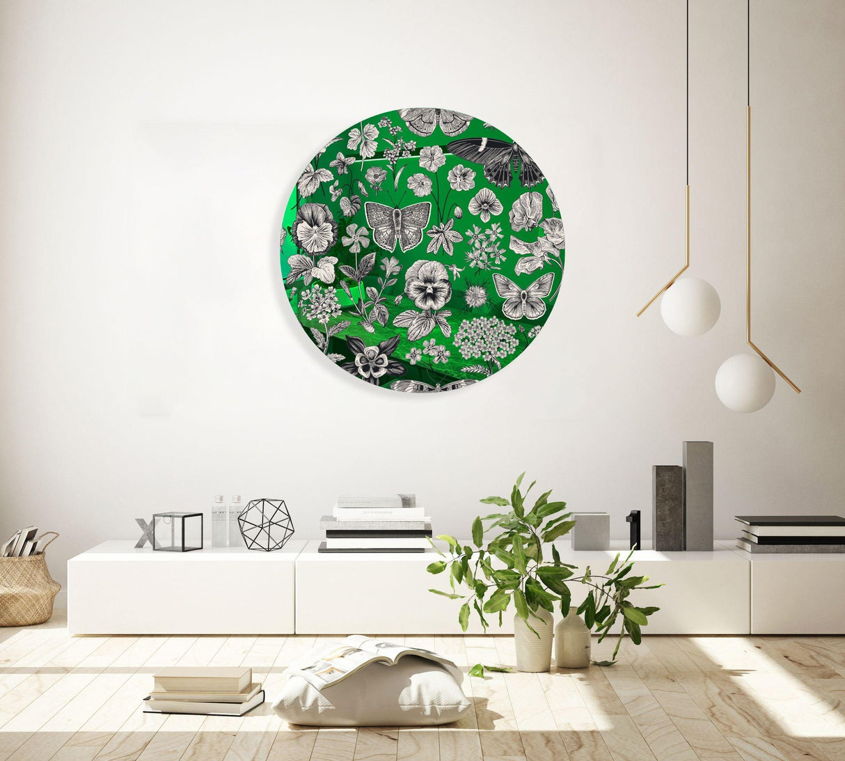 Black and White Pattern Mirrored Acrylic Circles Contemporary Home DǸcor Printed acrylic