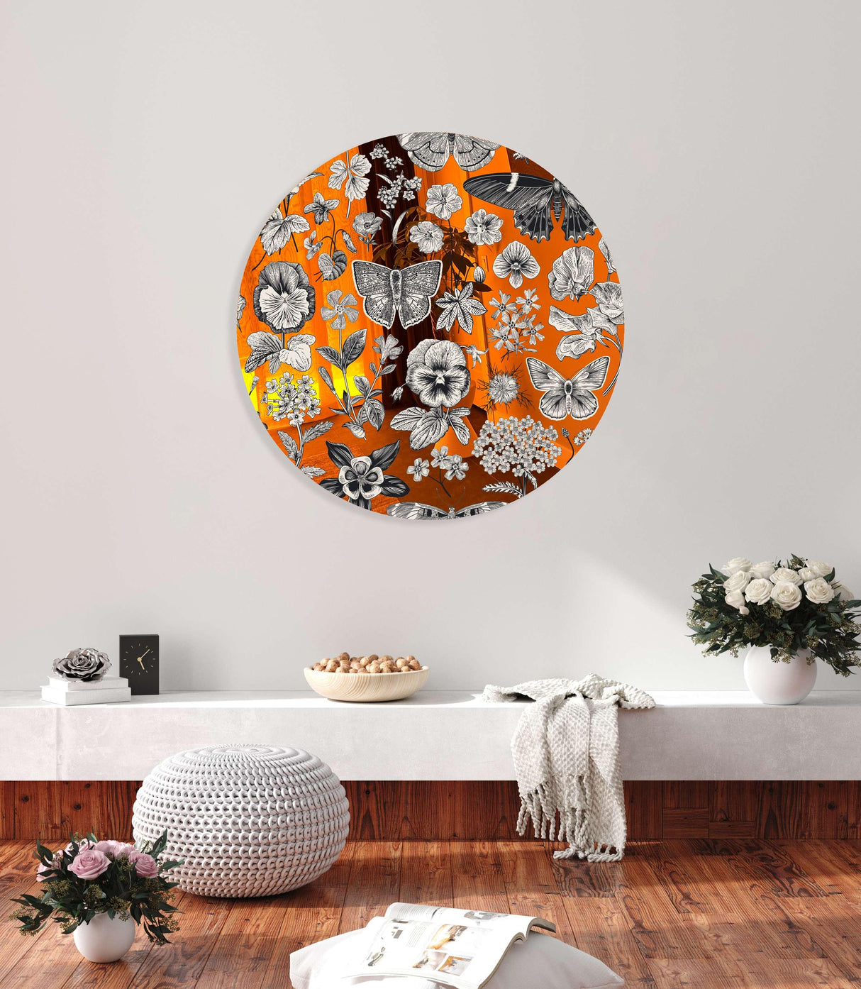 Black and White Pattern Mirrored Acrylic Circles Contemporary Home DǸcor Printed acrylic