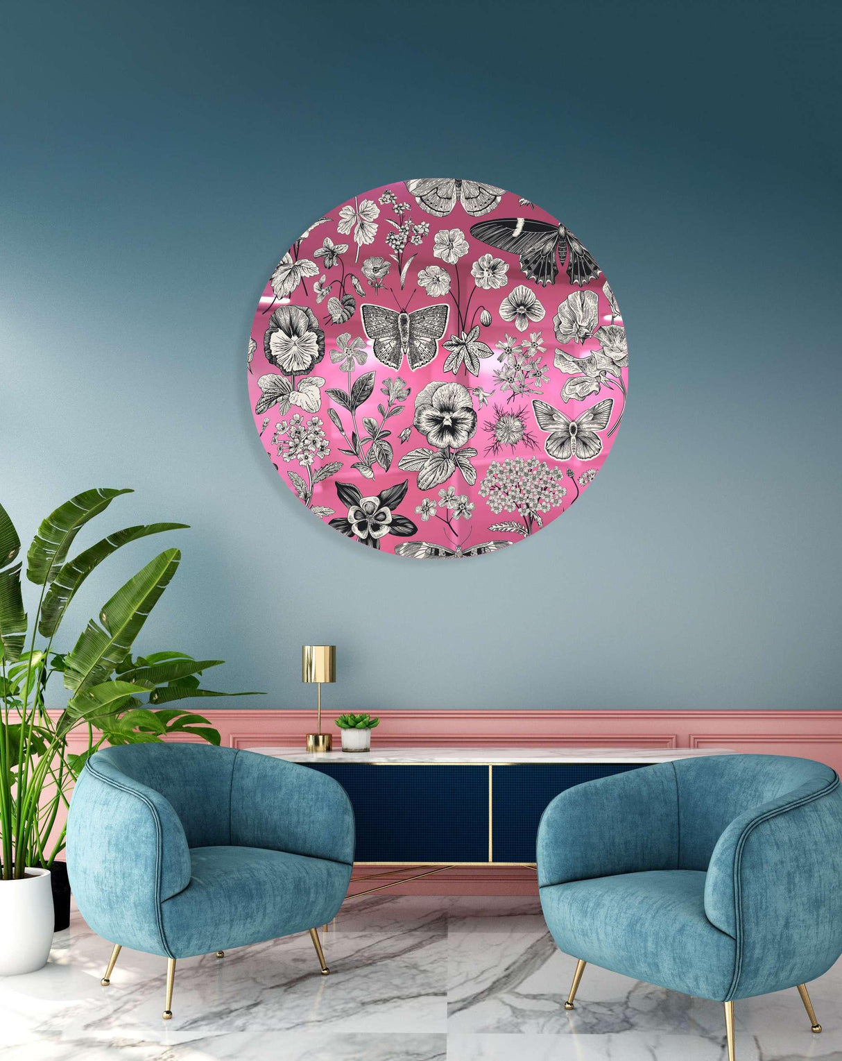 Black and White Pattern Mirrored Acrylic Circles Contemporary Home DǸcor Printed acrylic