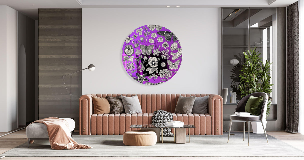 Black and White Pattern Mirrored Acrylic Circles Contemporary Home DǸcor Printed acrylic