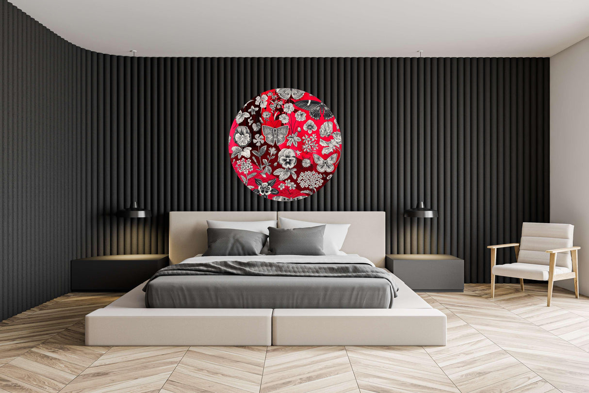 Black and White Pattern Mirrored Acrylic Circles Contemporary Home DǸcor Printed acrylic