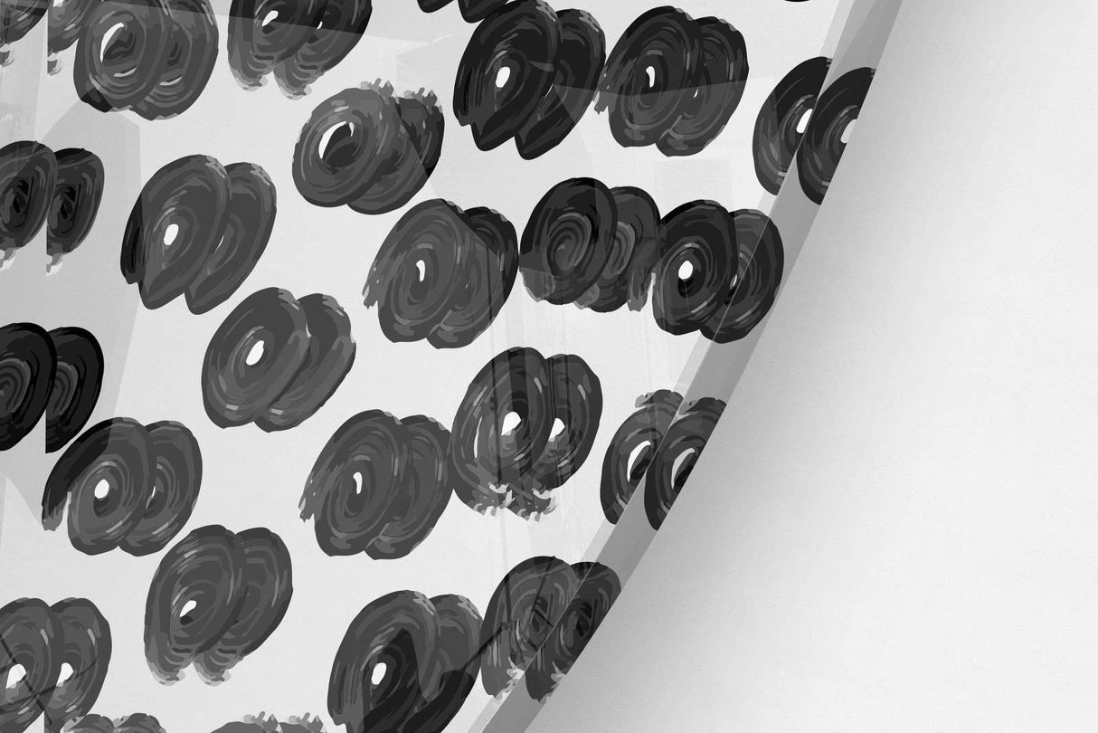 Black Pattern Printed Transparent Acrylic Circle - uniqstiq