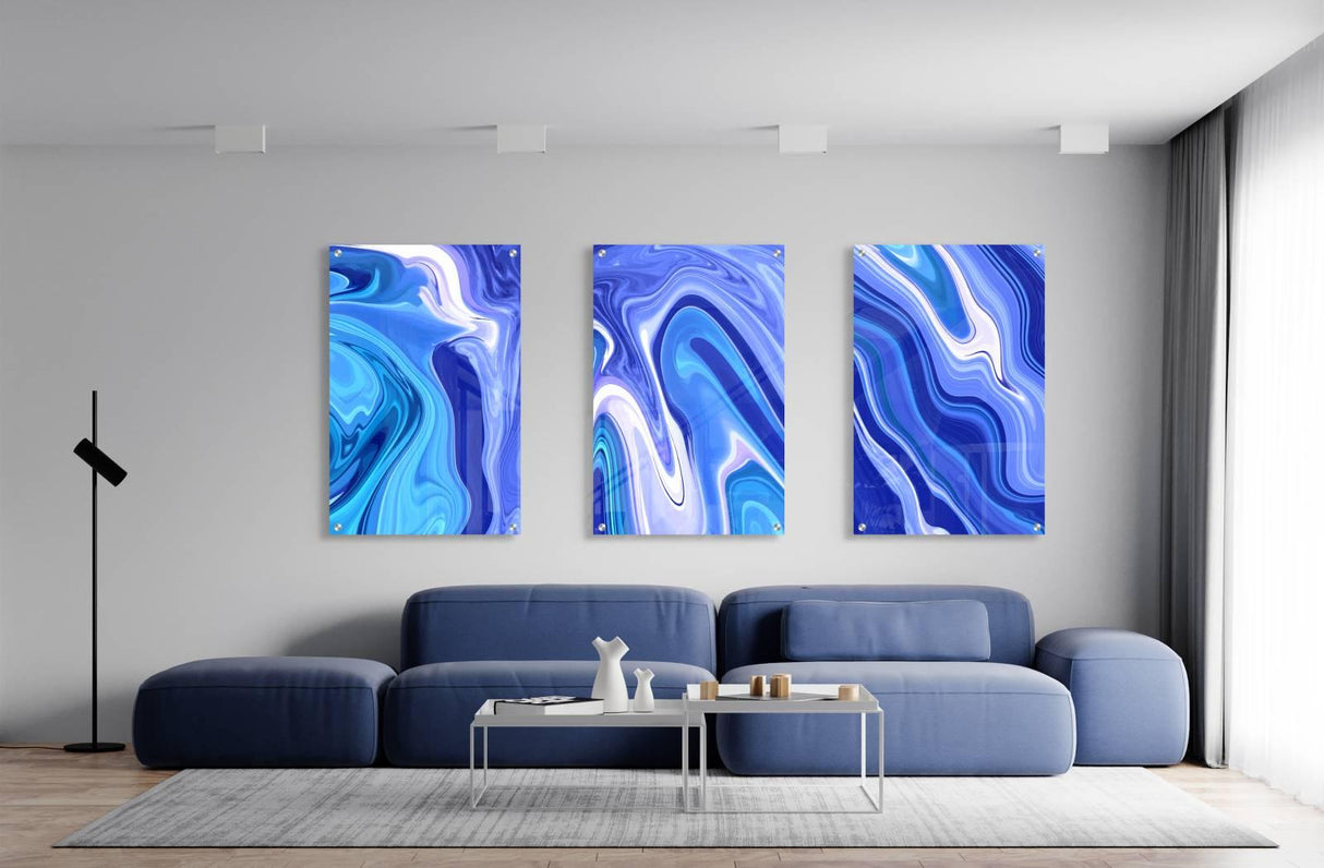Blue Decor Set of 3 Prints Modern Wall Art Modern Artwork Image 1