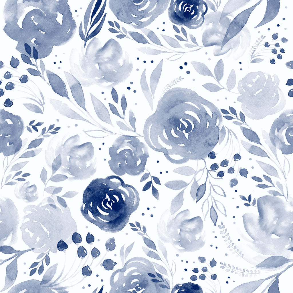 uniQstiQ Floral Blue Lovely Flowers Wallpaper Wallpaper