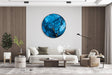 Blue Marble Extra Large Wall Art Illuminated Round Display Artwork Abstract Wall Decor Modern Minimalist Lighted Wall Art Fluid Art LED Art 1