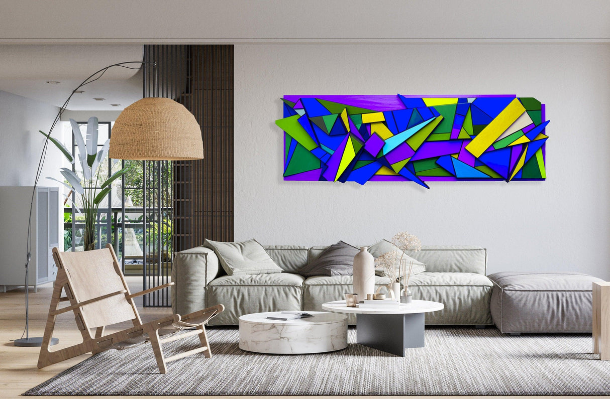 Blue Pop Art Sculpture Prints on Plexiglass Geometric Art Art by UniQstiQ Abstract Wall Art 3D Wall Decor Retro Style Wall Art Wall Hangings Printed