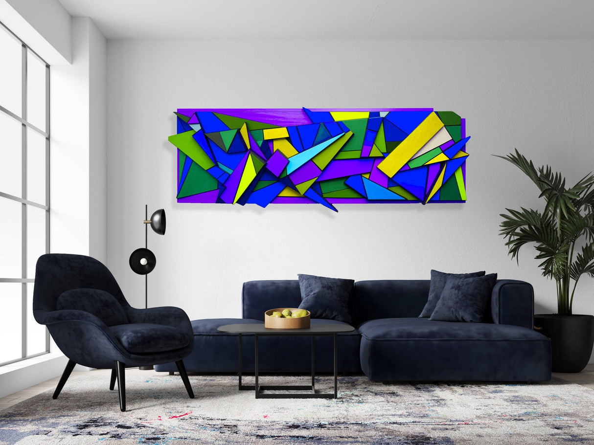 Blue Pop Art Sculpture Prints on Plexiglass Geometric Art Art by UniQstiQ Abstract Wall Art 3D Wall Decor Retro Style Wall Art Wall Hangings Printed