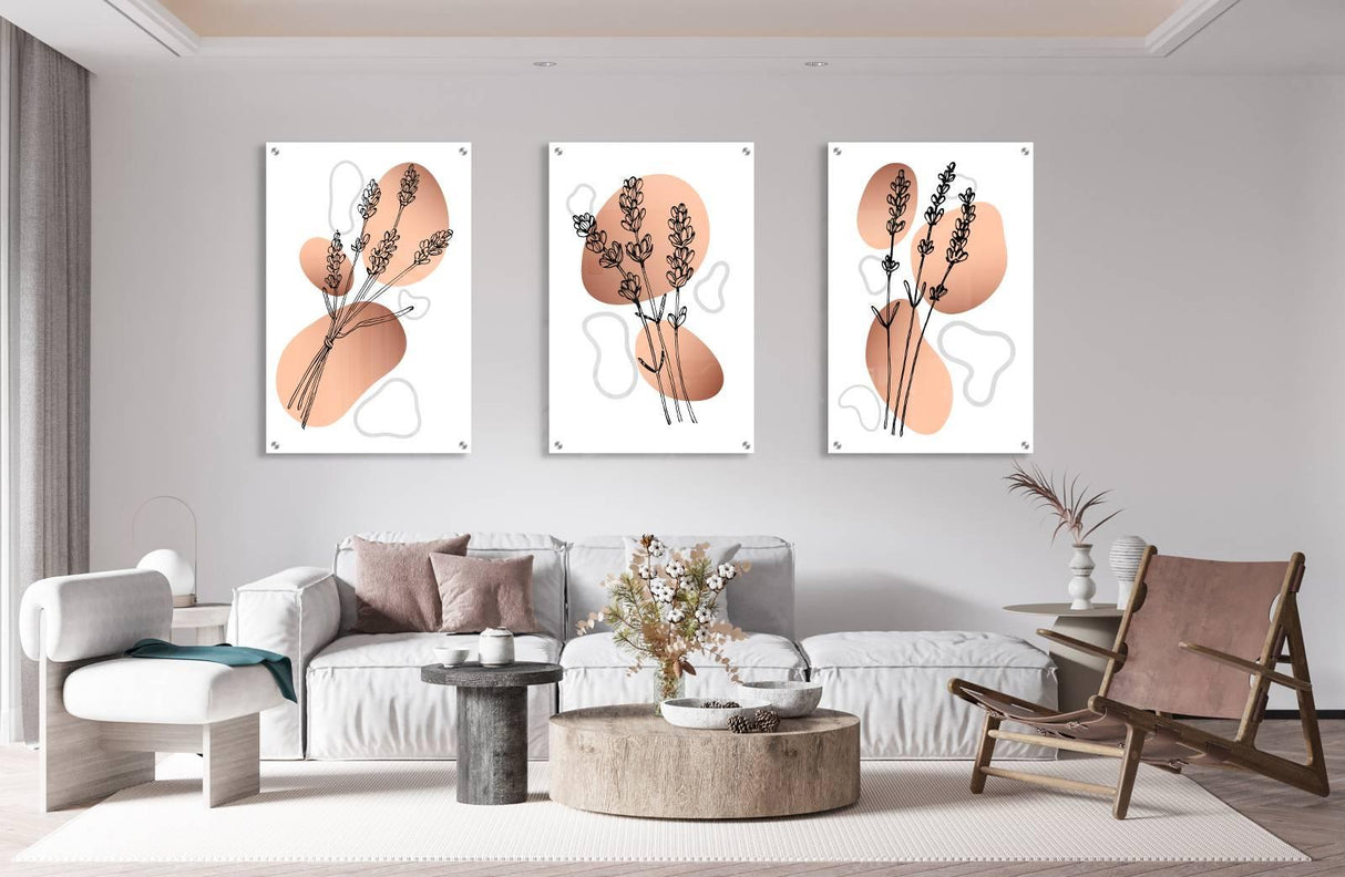 Botanical Design Set of 3 Prints Modern Wall Art Modern Artwork Image 1