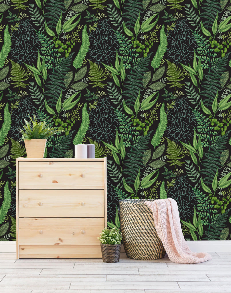 uniQstiQ Botanical Botanical Leaves and Ferns Wallpaper Wallpaper