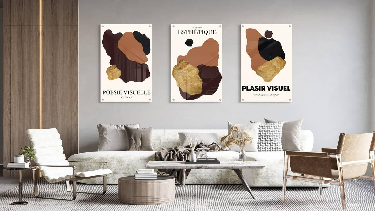 Brown Spots Pattern Set of 3 Prints Modern Wall Art Modern Artwork Image 2
