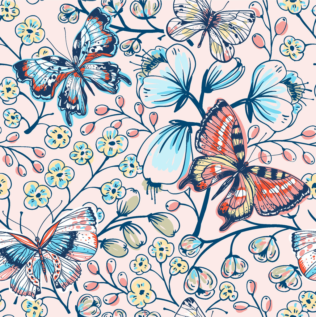 uniQstiQ Floral Butterflies and Flowers Wallpaper Wallpaper