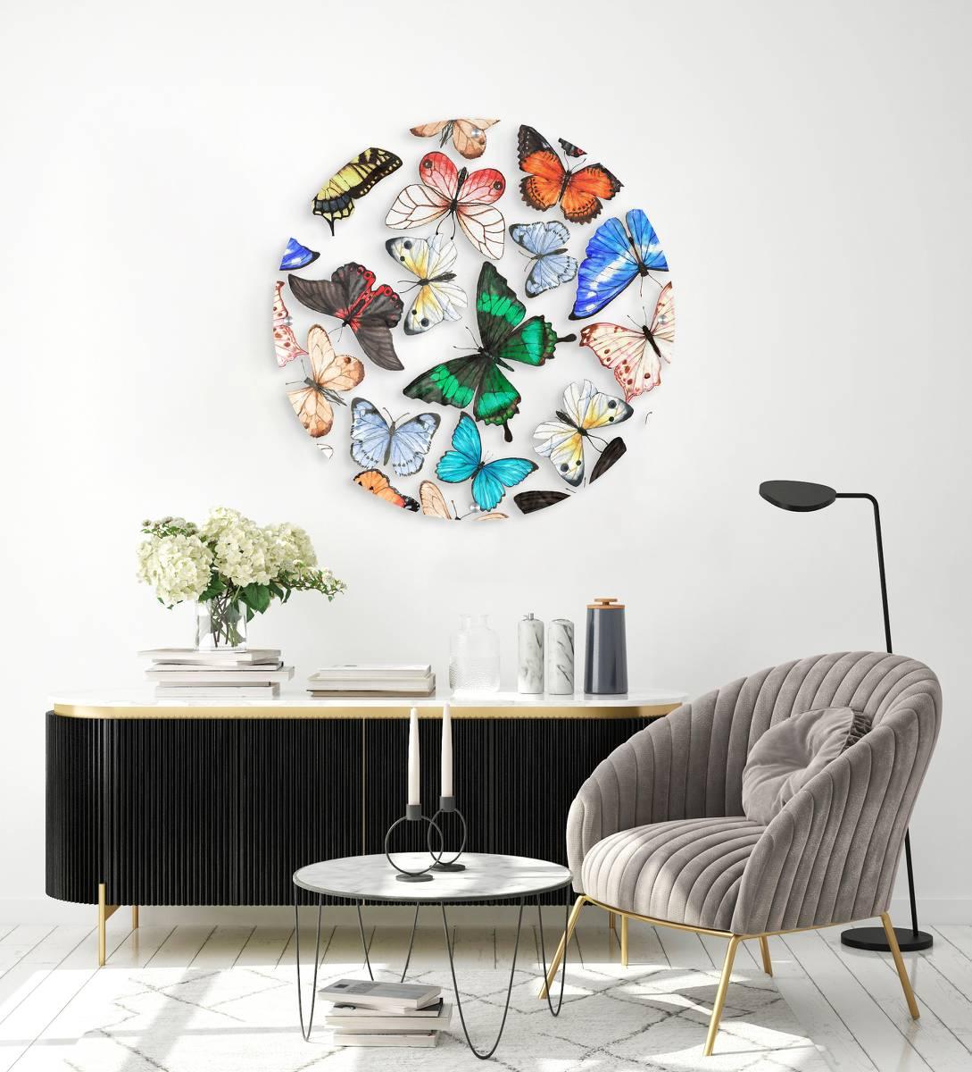 Butterflies Printed Transparent Acrylic Circle - uniqstiq