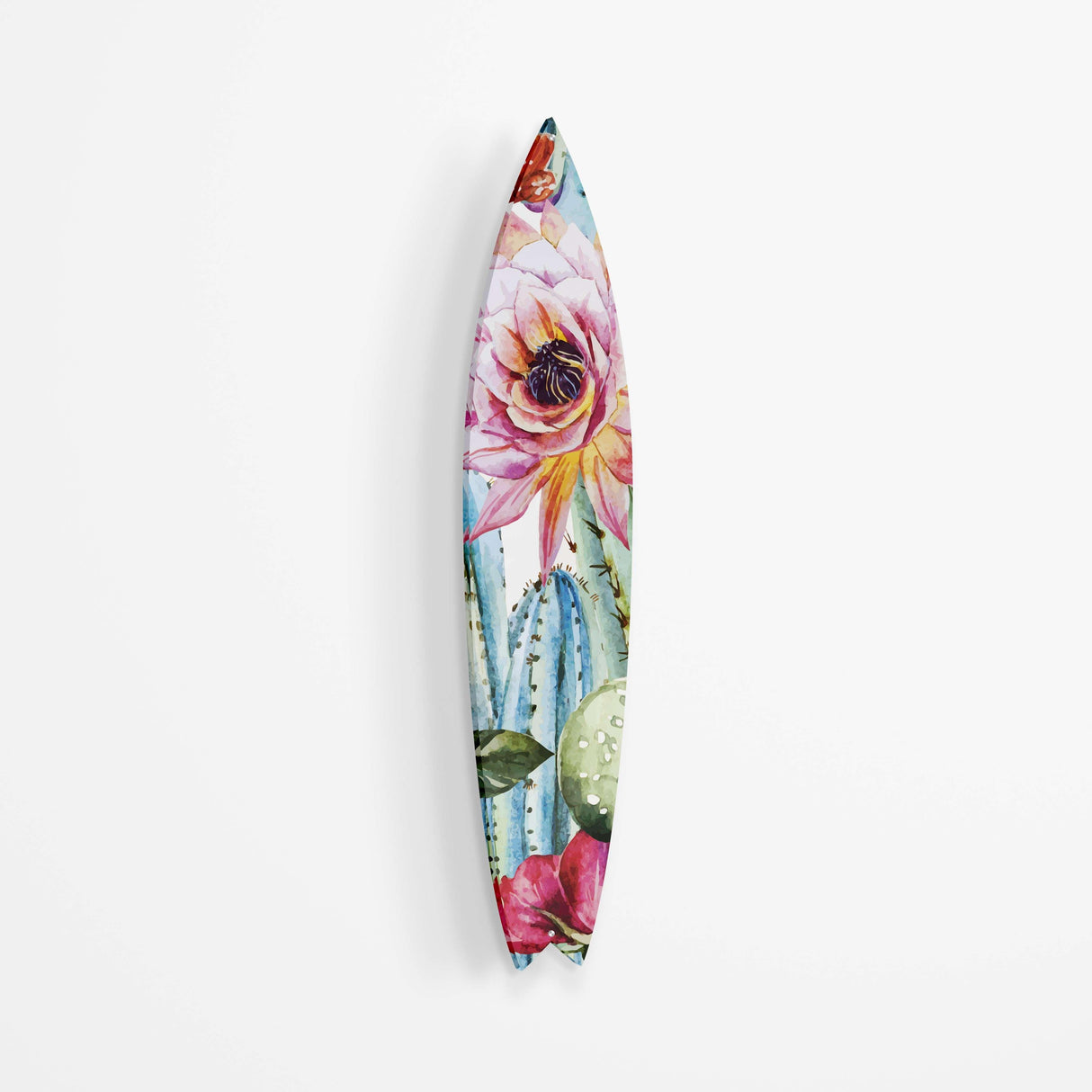 Cactus with Poppy Flowers Acrylic Surfboard Wall Art - uniqstiq