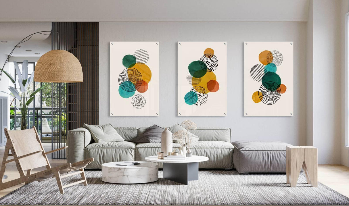 Circles Pattern Set of 3 Prints Modern Wall Art Modern Artwork Image 2