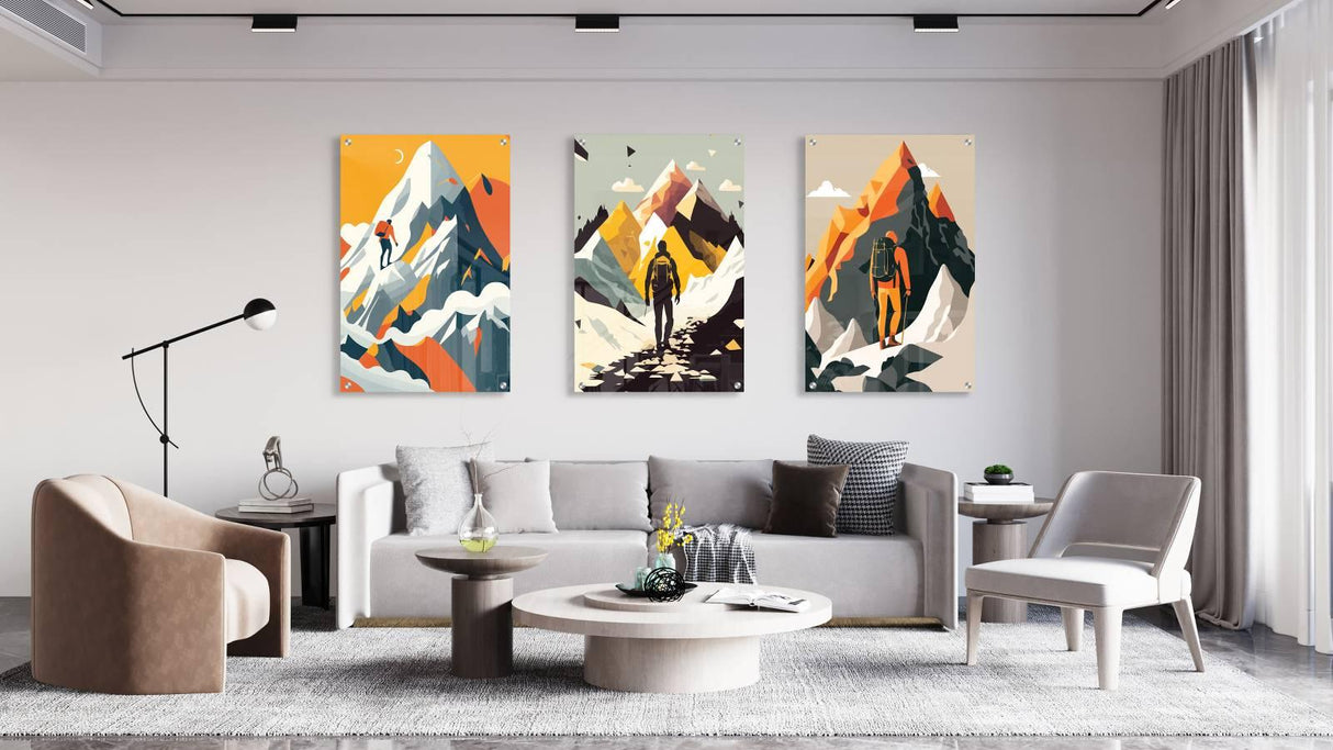 Climber Pattern Set of 3 Prints Modern Wall Art Modern Artwork Image 1