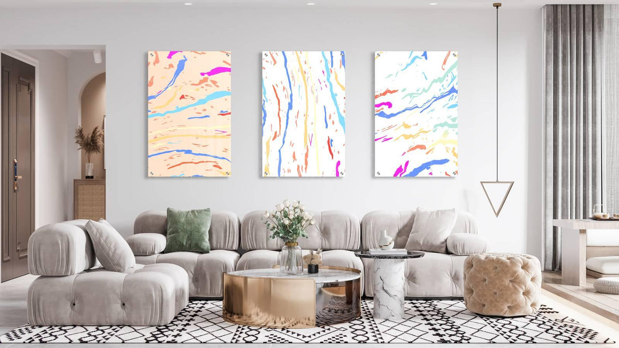 Color Splashes Set of 3 Prints Modern Wall Art Modern Artwork Image 1
