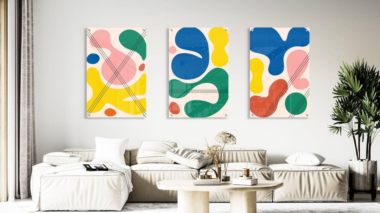 Colored Spots Set of 3 Prints Modern Wall Art Modern Artwork Image 1