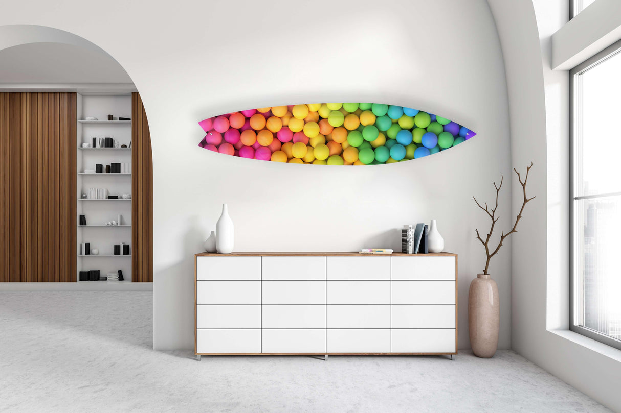 Colorful Balls Acrylic Surfboard Wall Art - uniqstiq
