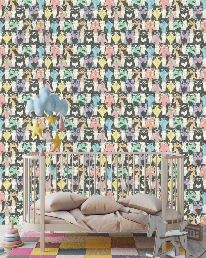 uniQstiQ Kids Colorful Cats Wallpaper Wallpaper
