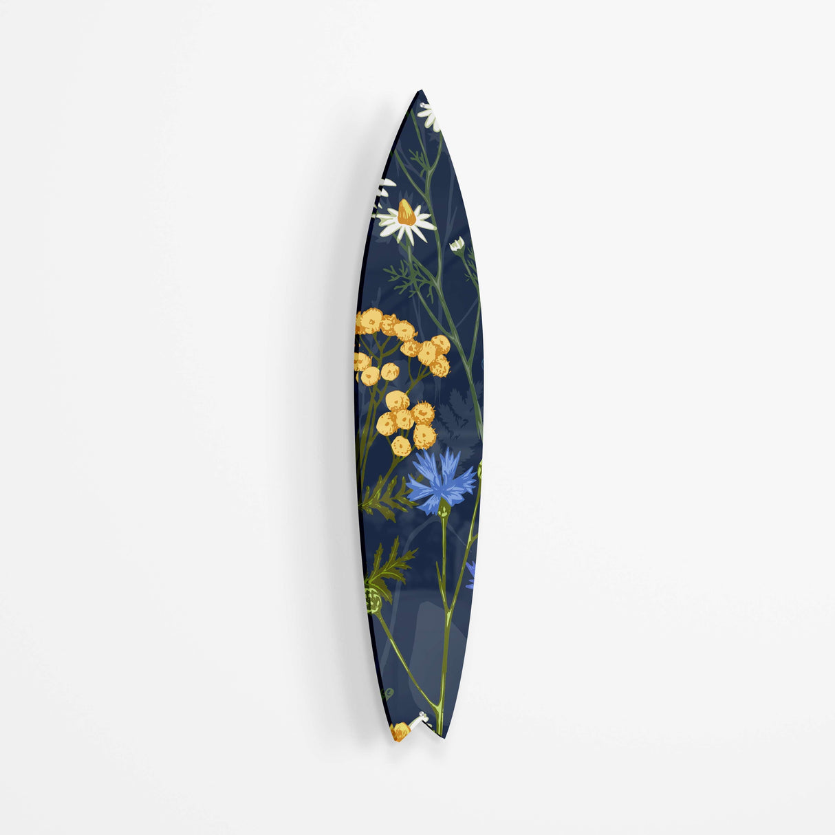 Colorful Herbs and Flowers on Dark Background Acrylic Surfboard Wall Art - uniqstiq