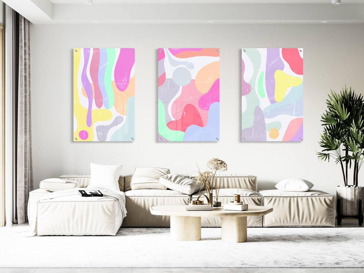 Colorful Shapes Pattern Set of 3 Prints Modern Wall Art Modern Artwork Image 1