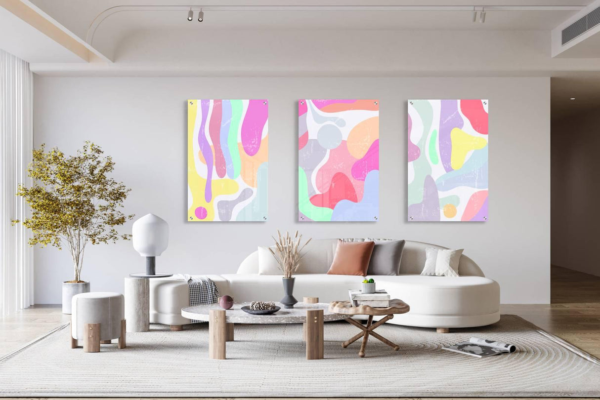Colorful Shapes Pattern Set of 3 Prints Modern Wall Art Modern Artwork Image 2