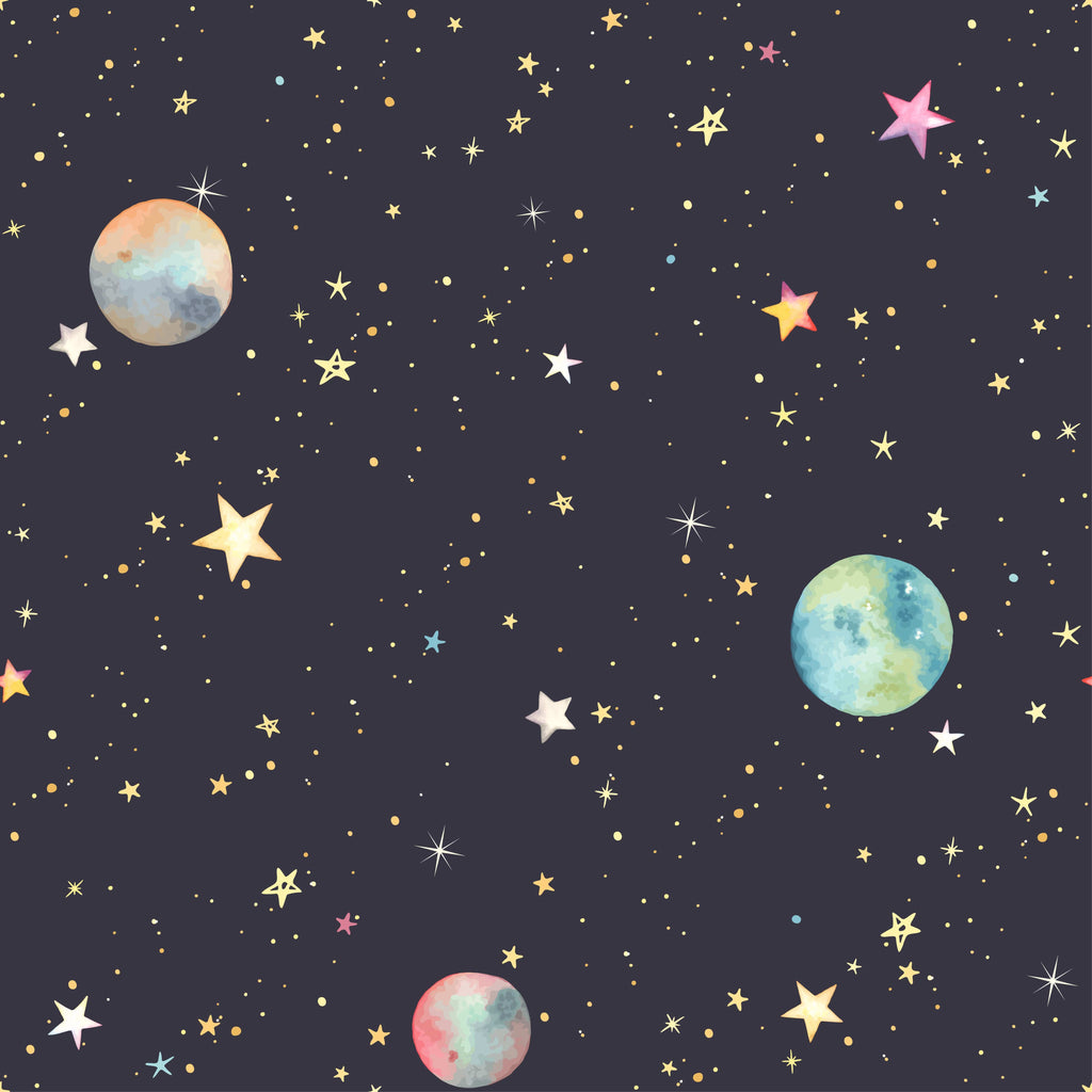 uniQstiQ Kids Colorful Stars and Planets Wallpaper Wallpaper