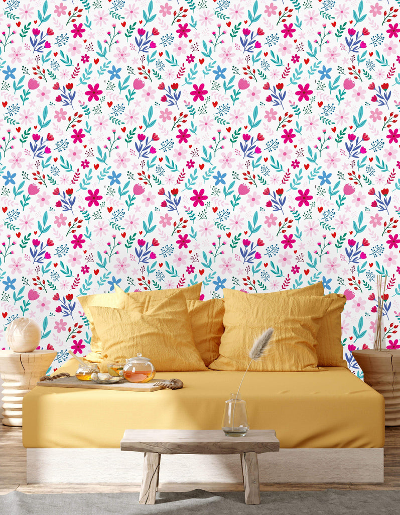 uniQstiQ Botanical Colorful Summer Flowers Wallpaper Wallpaper